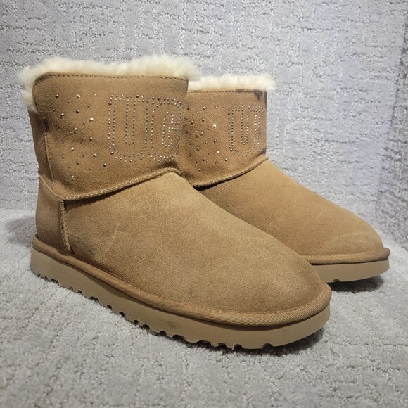 UGG Classic Gem Mini Women's Size 8 US Chestnut Suede Winter Boots 1125911 - Picture 10 of 12